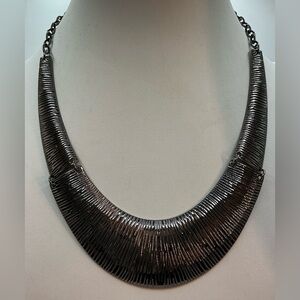 GUNMETAL LARGE CHUNKY TEXTURE PENDANT NECKLACE